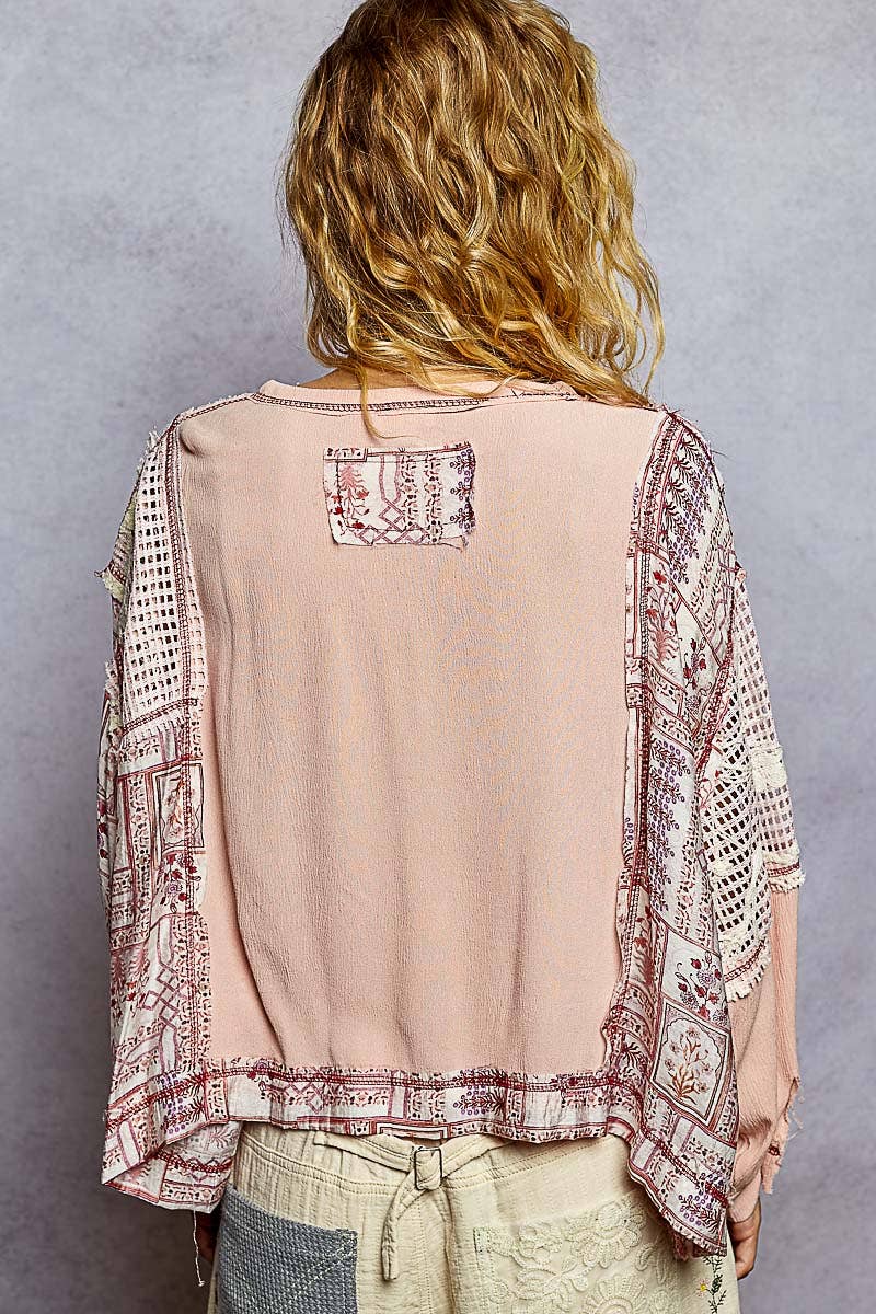 Floral Print Contrast Sweater