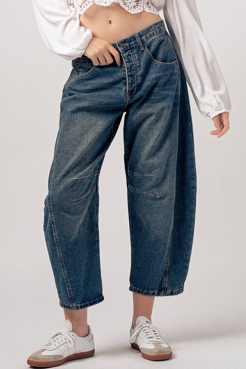 Light Dirty Wash Barrel Leg Jeans