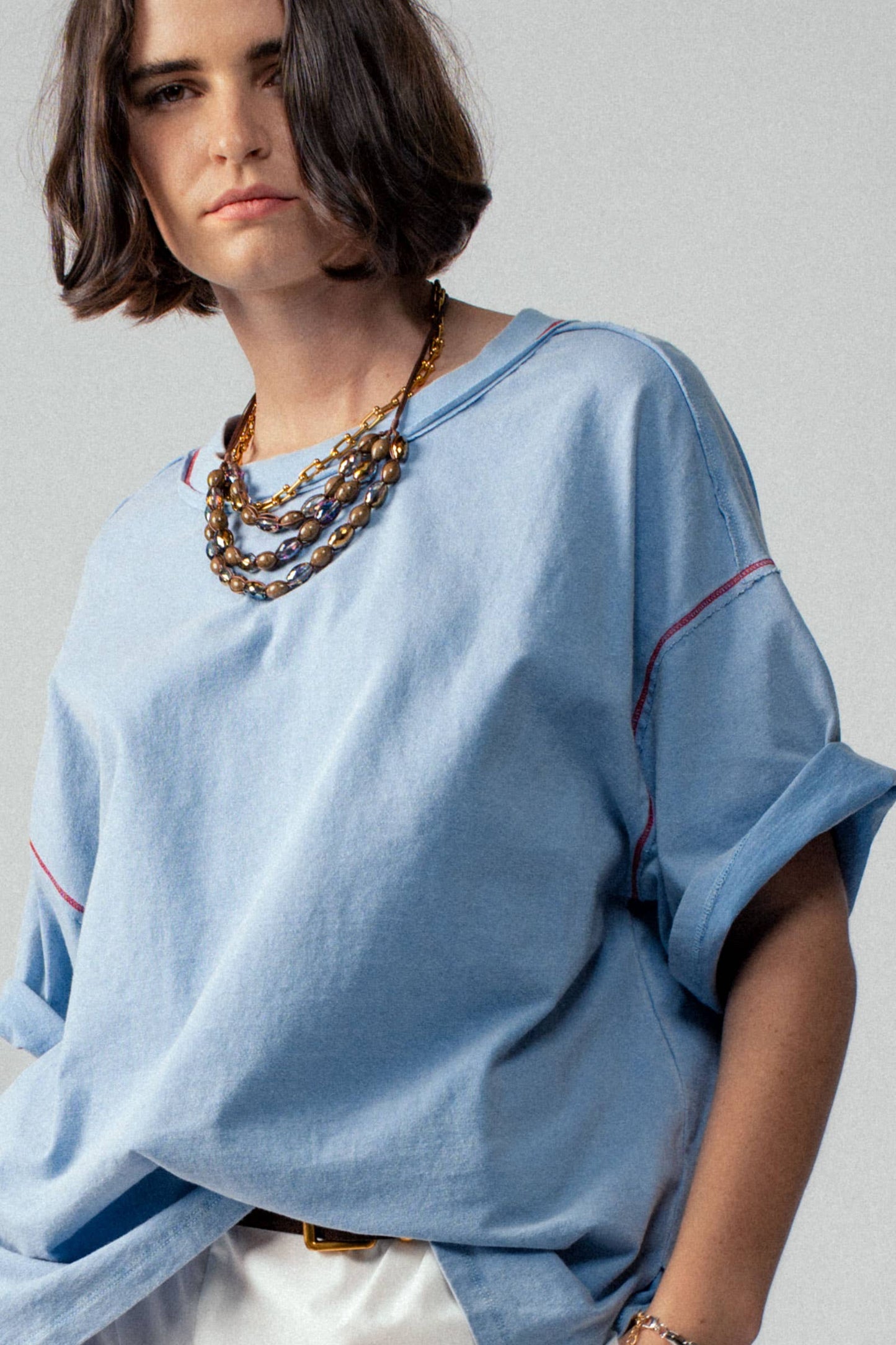 Contrast Stitch Oversized Tee