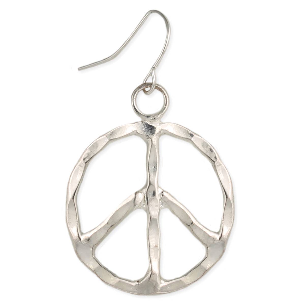 Woodstock Vibes Silver Peace Sign Earring