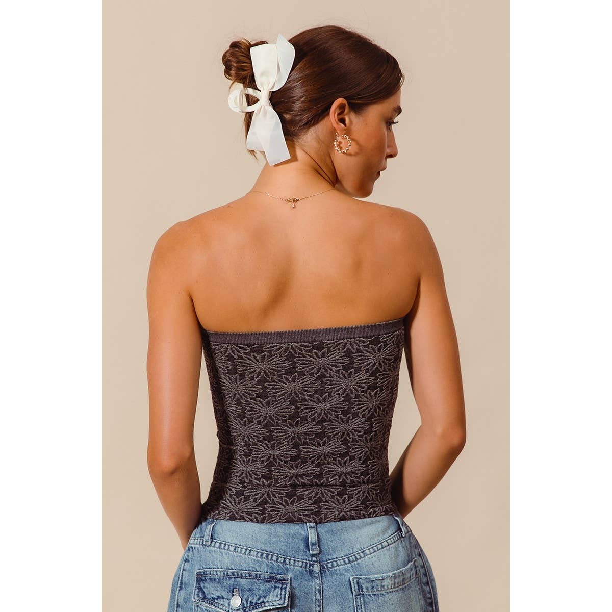 Jacquard Floral Seamless Tube Top