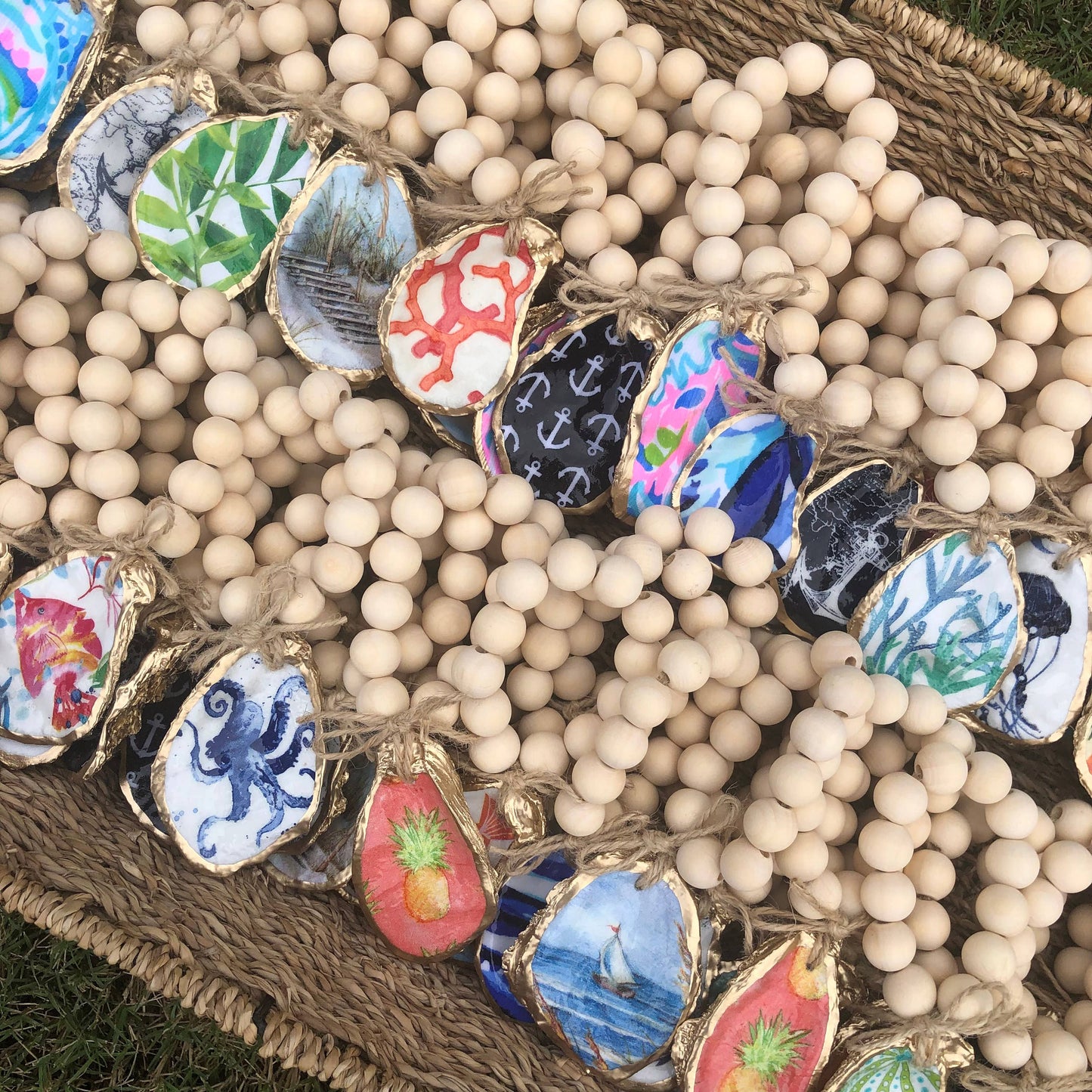Oyster Shell Napkin Rings | Blue And White Chinoiserie