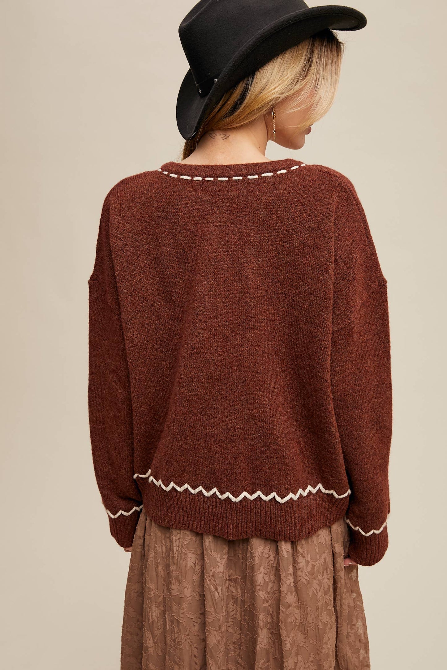 Floral Embroidered Knit Sweater