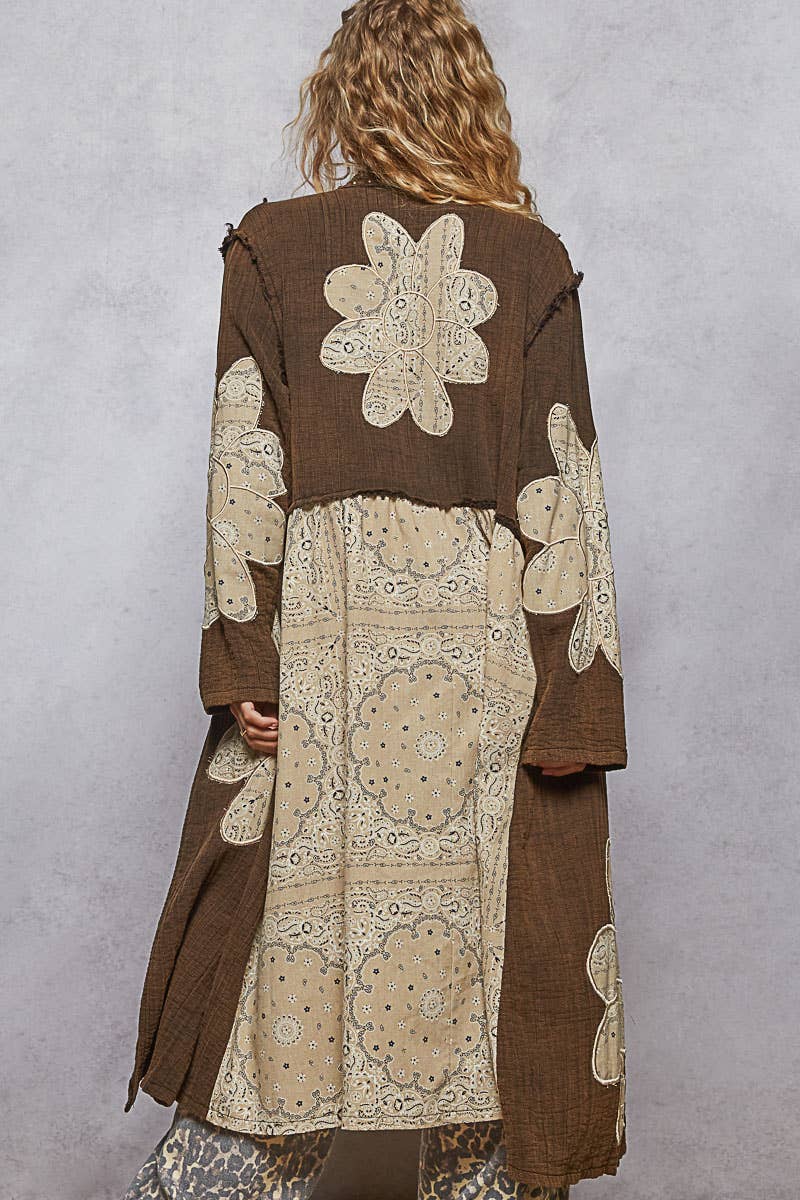 Floral Patch Long Cardigan