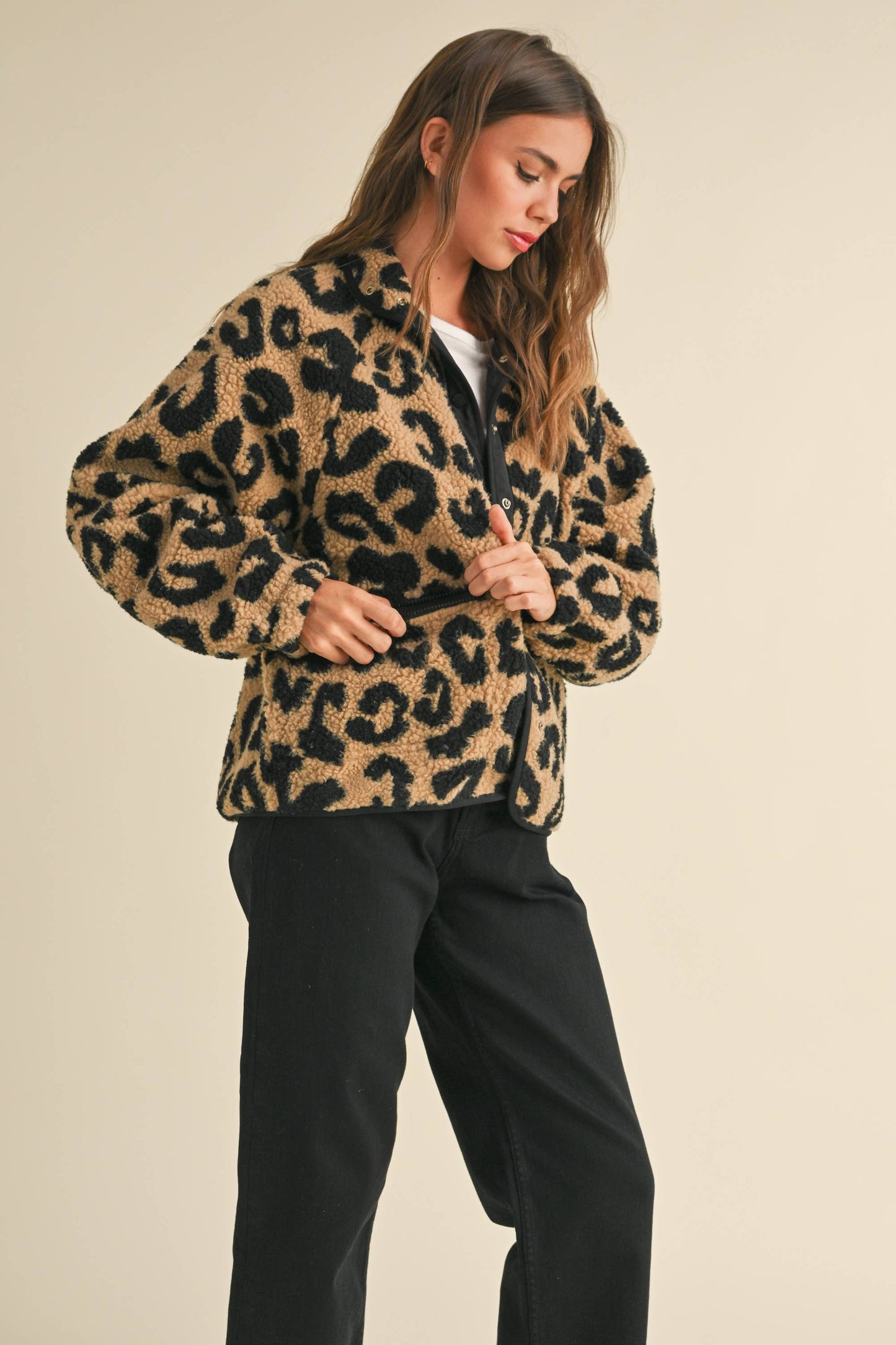 Leopard Print Sherpa Jacket