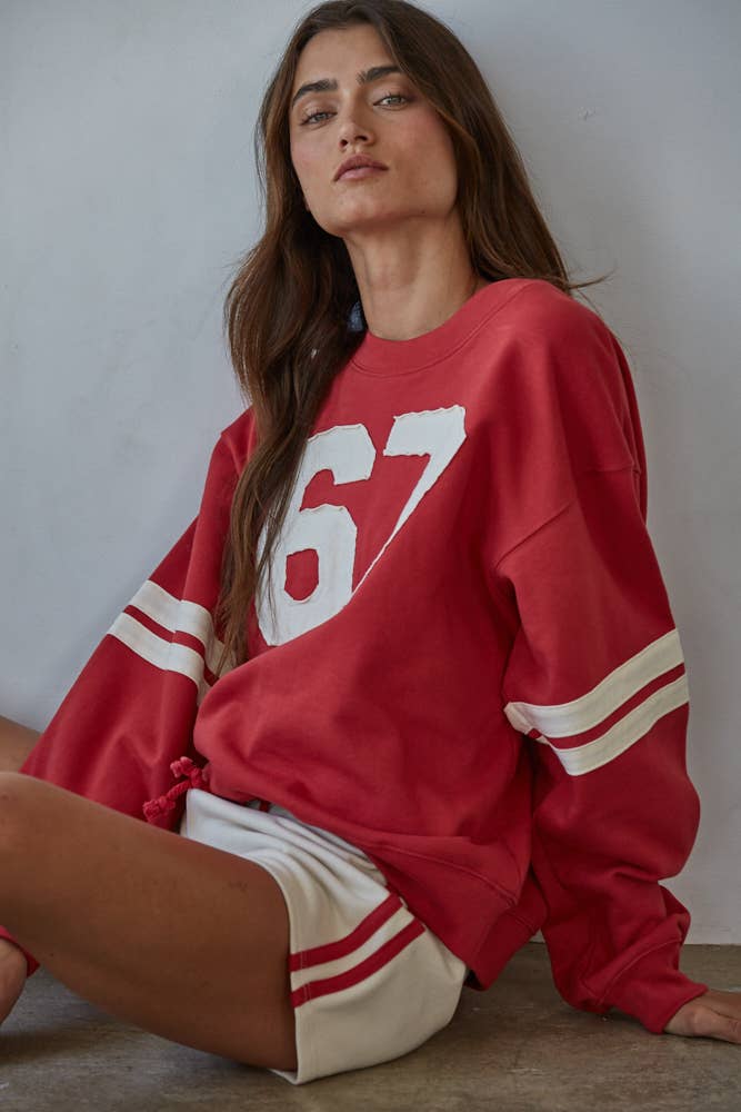 Knit Cotton French Terry Crew Neck Pullover