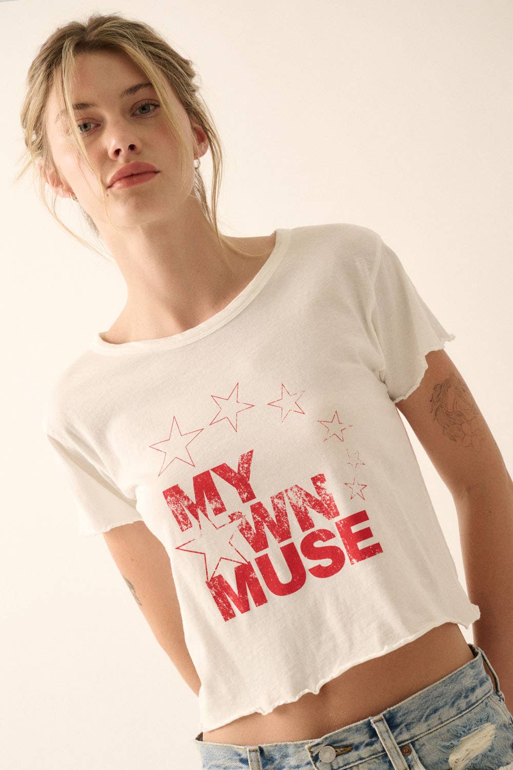 "My Own Muse" Vintage Wash Cropped Graphic Tee