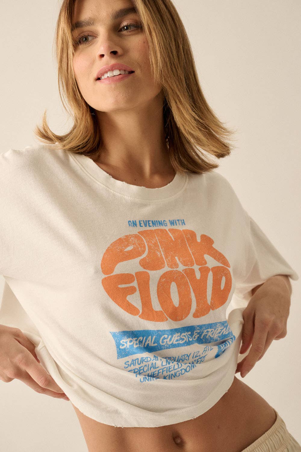 Evening with Pink Floyd Cropped Graphic Tee