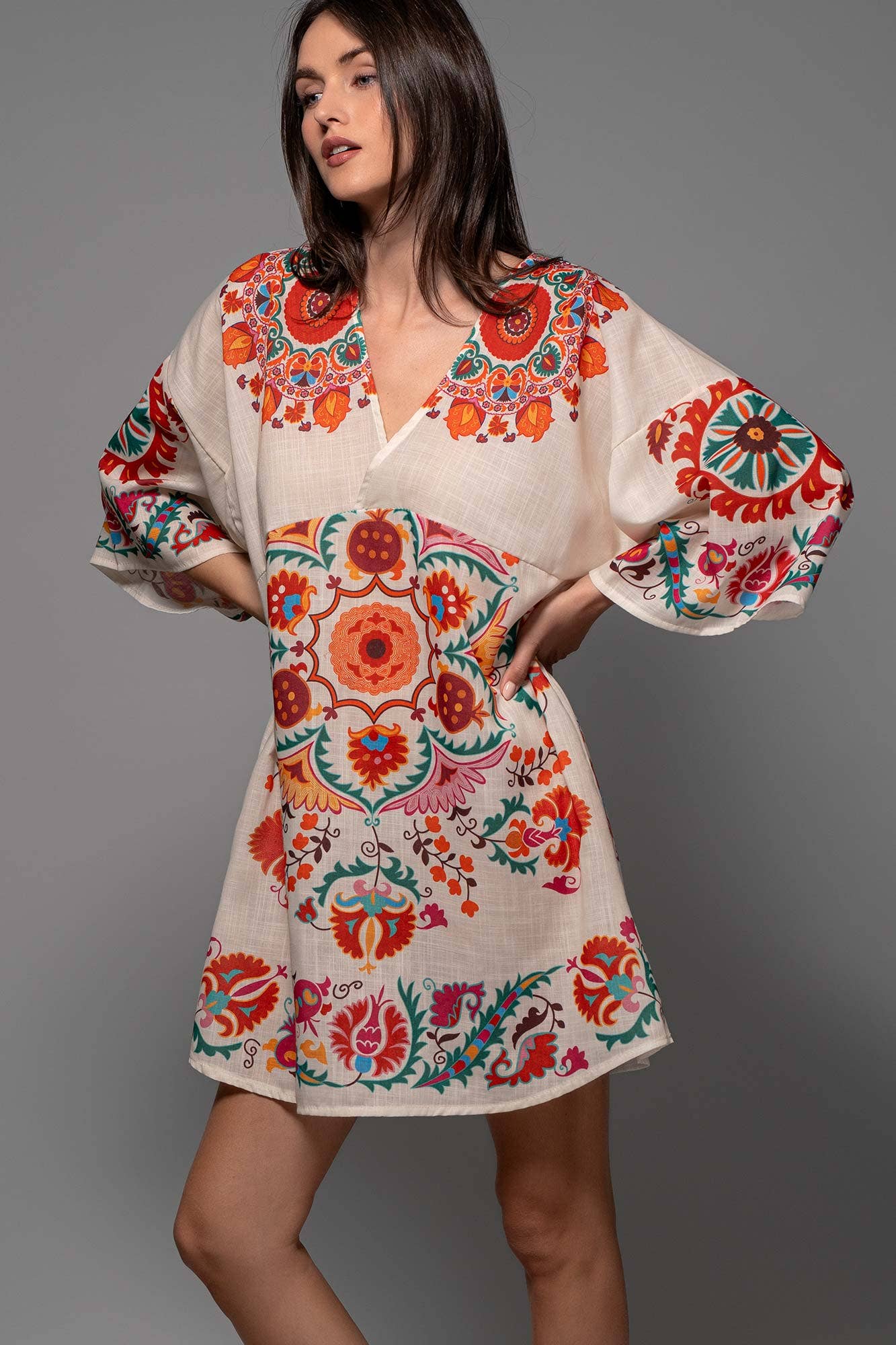 Medallion Bell Sleeve Dress