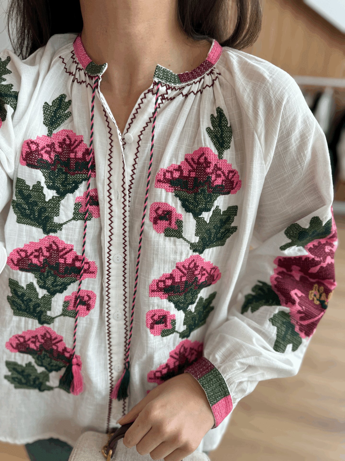 Rose Patterned Bohemian Blouse