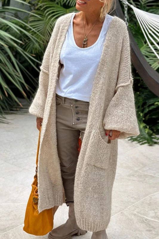 "Love & Peace" Exposed Seam Knit Cardigan