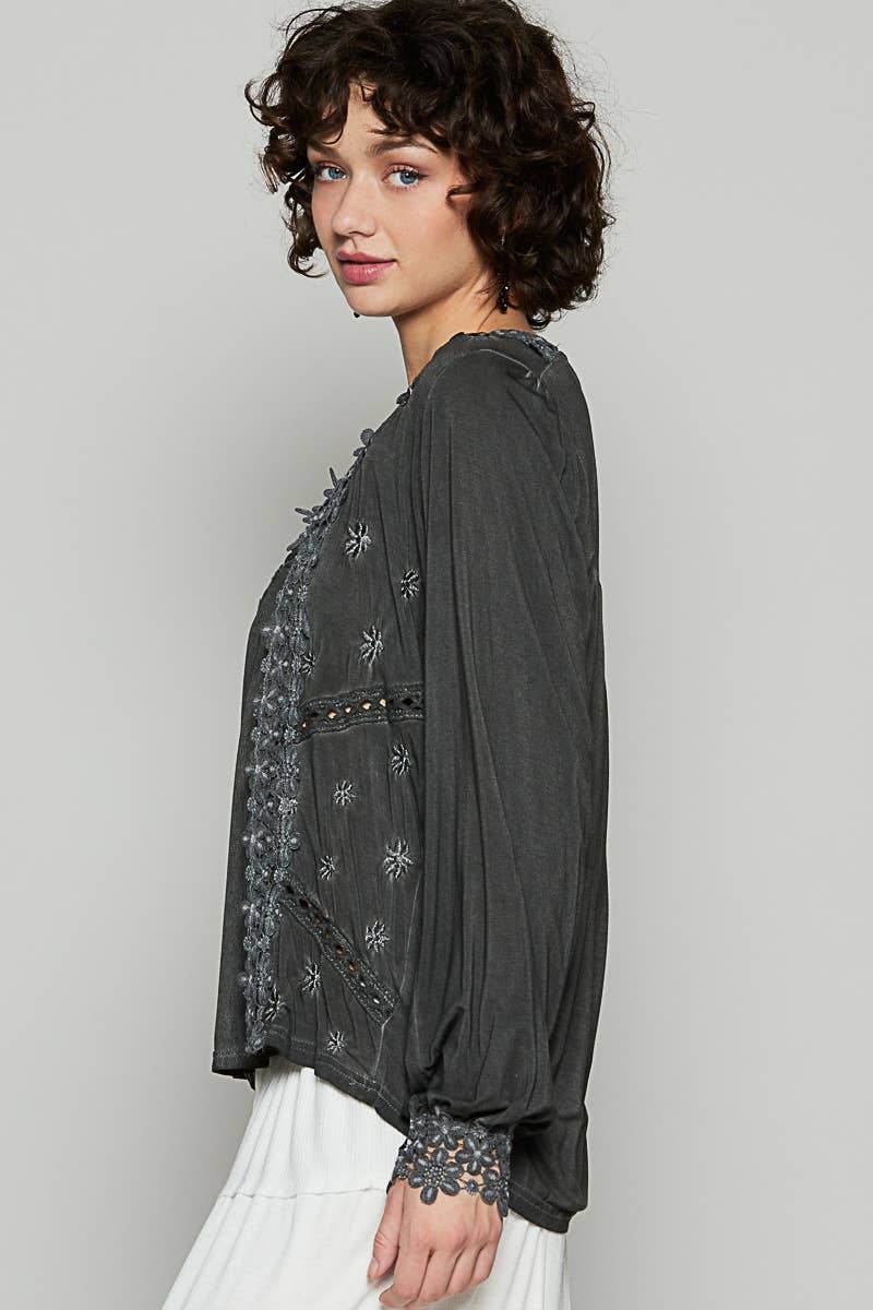 Floral Crochet Lace Detail Blouse