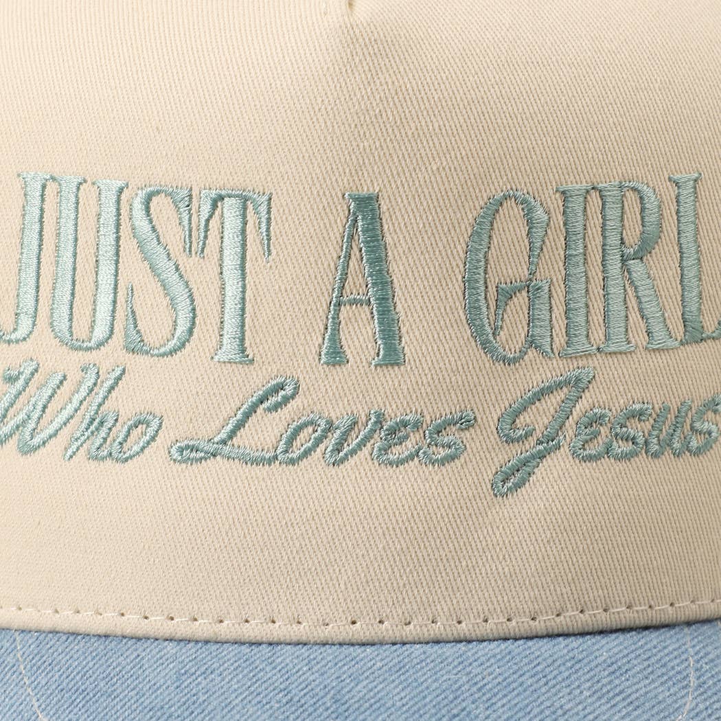 'Just A Girl Who Loves Jesus' Embroidered Trucker Hat