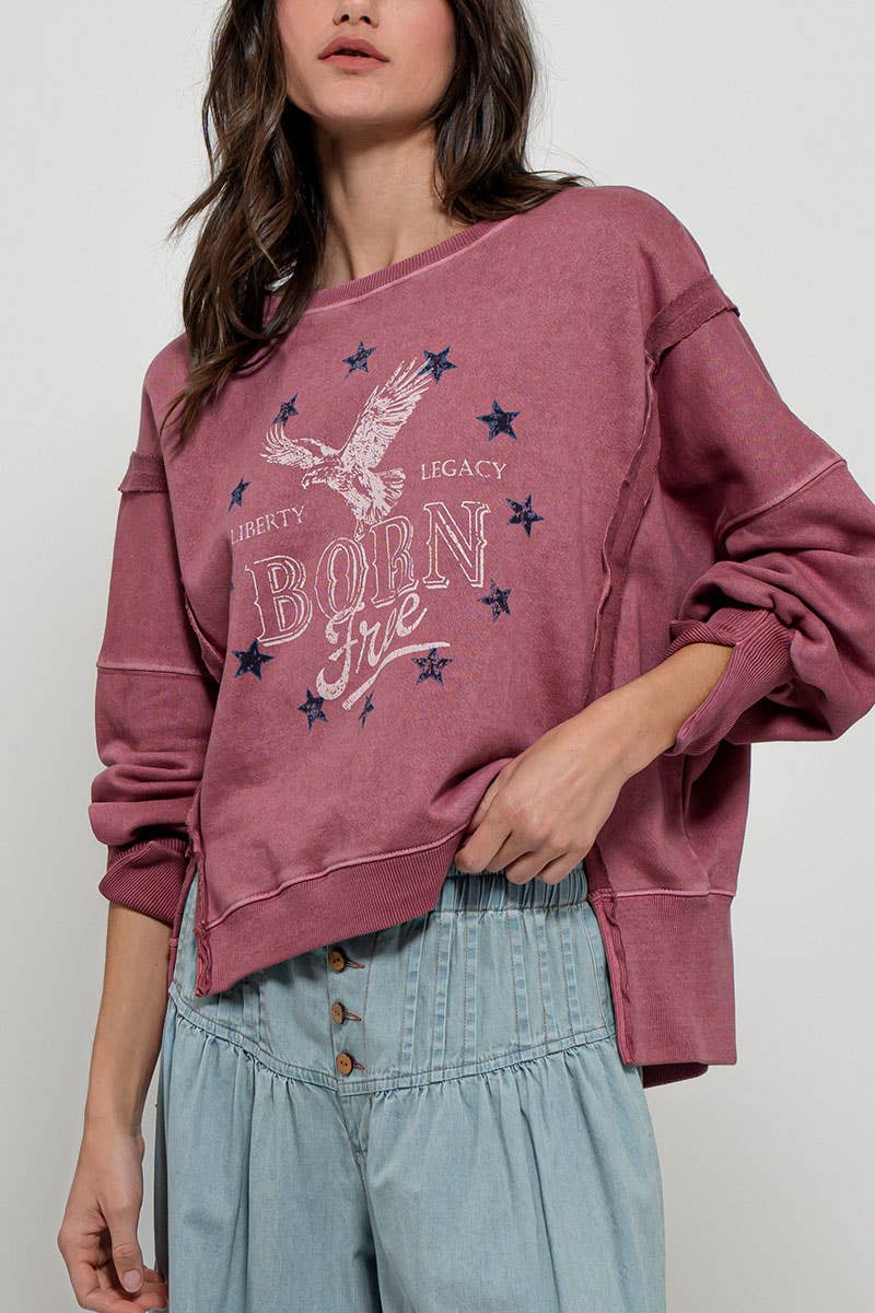 "Born Free" Graphic Oversized Crewneck