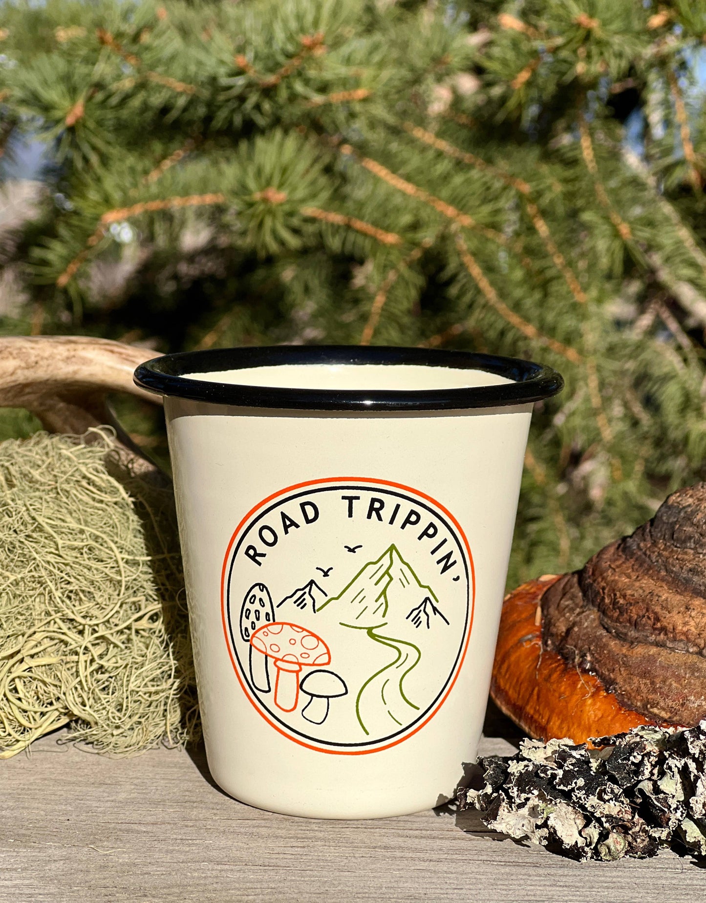 Enamel Cup Reusable Candle - "Road Trippin'" Fungi Lovers