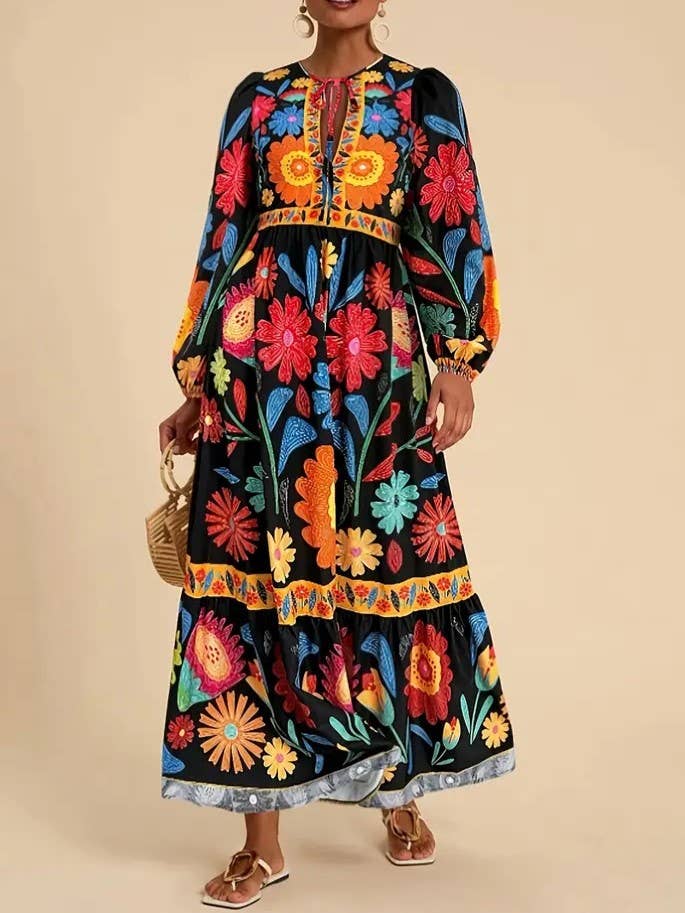 Tropical Print Maxi Dress