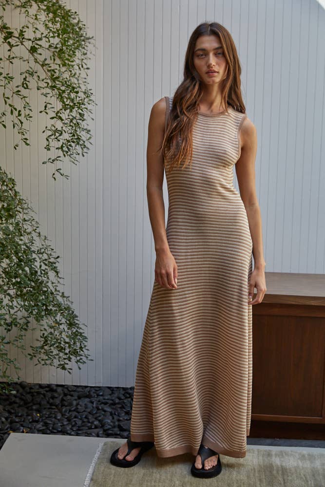 Knit Striped Maxi Sweater Dress