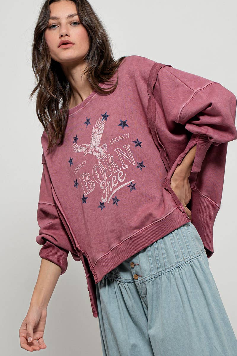 "Born Free" Graphic Oversized Crewneck