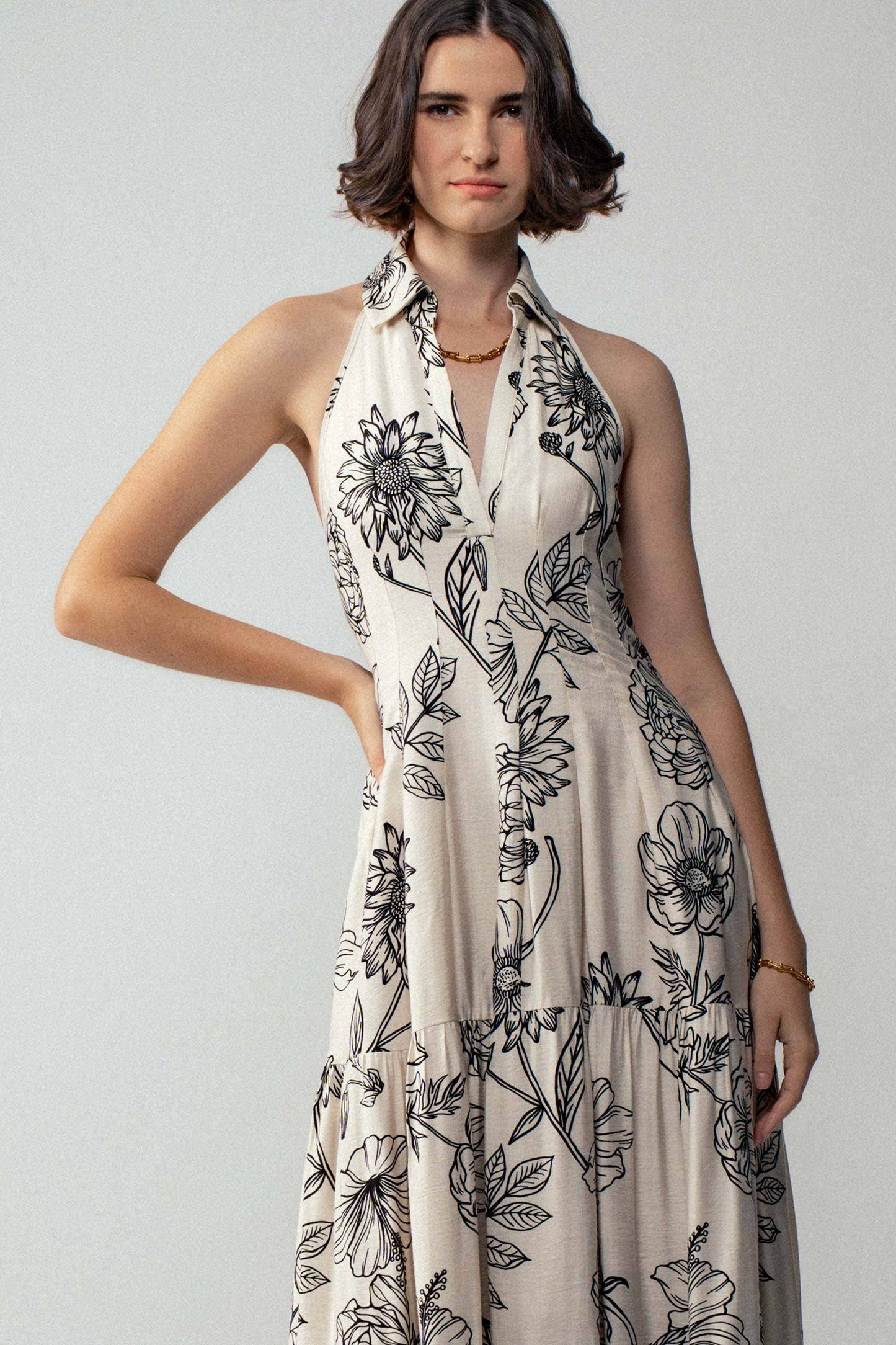 Halter Tiered Floral Maxi Dress