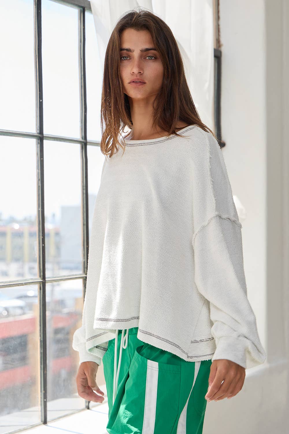 Open Back Oversize Reverse Stitched Top