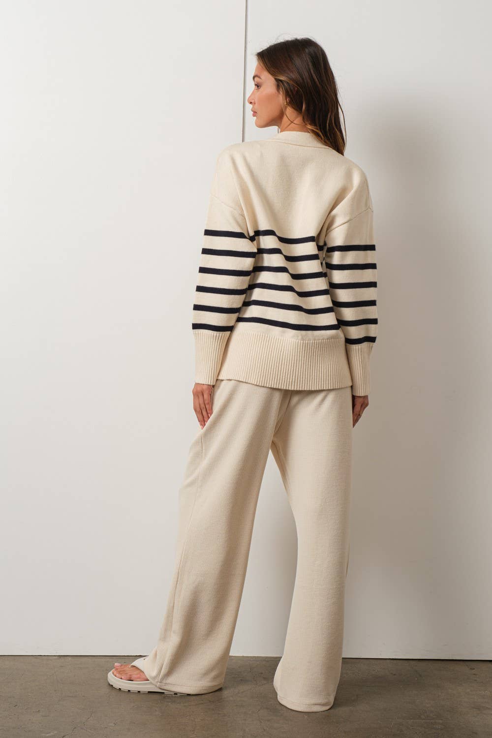 Ivory & Navy Striped Cardigan