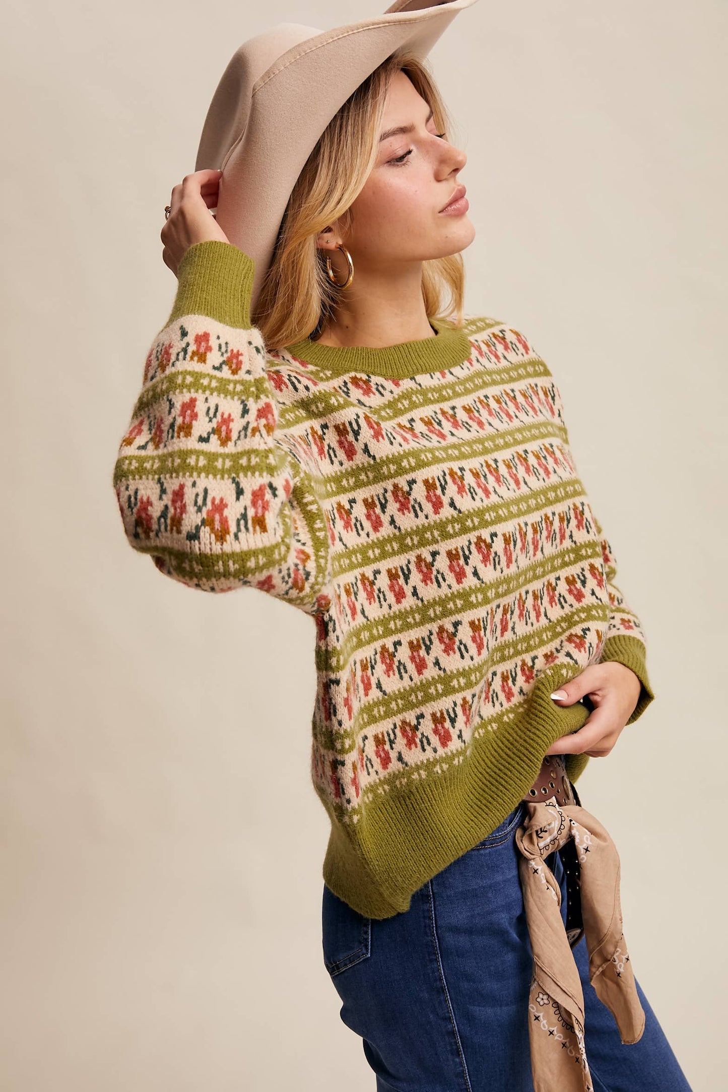 Western Jacquard Knit Sweater