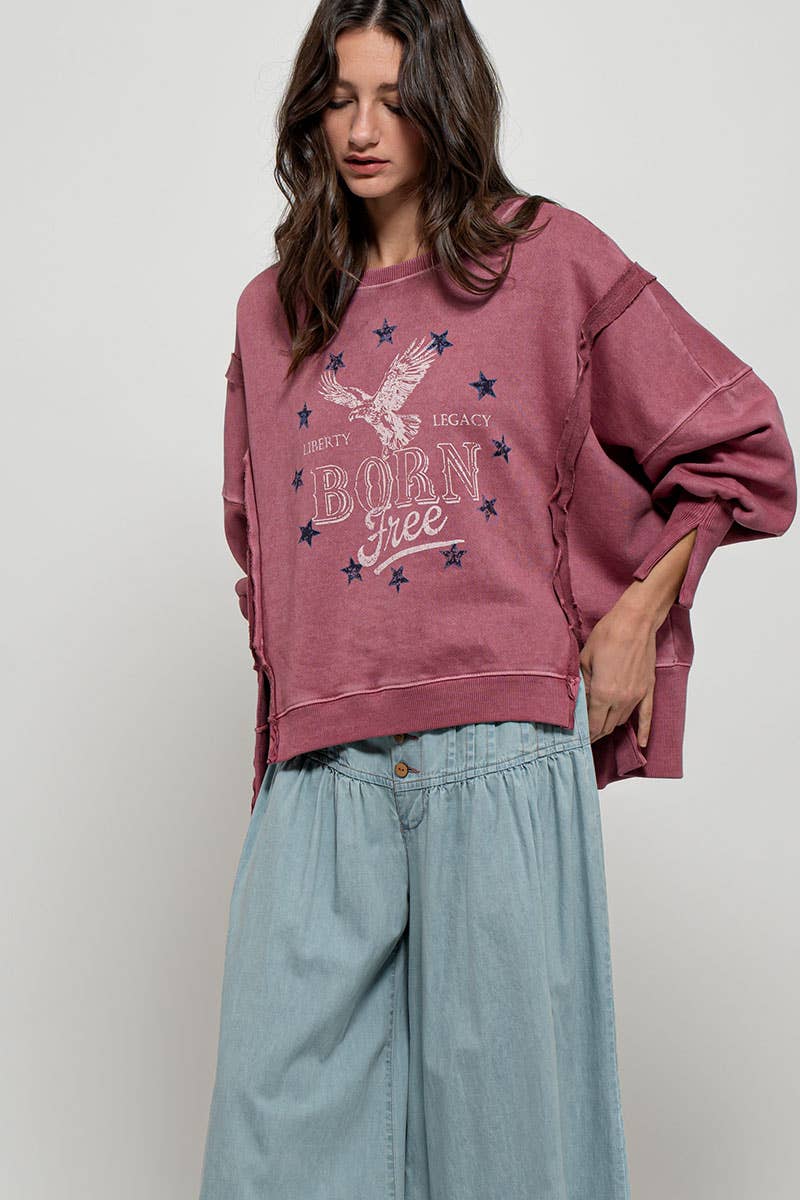 "Born Free" Graphic Oversized Crewneck
