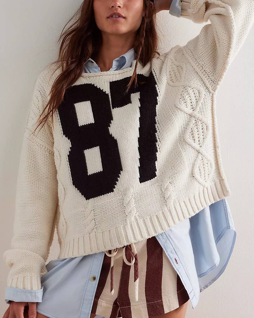 '87' Graphic Knit Pullover Sweater