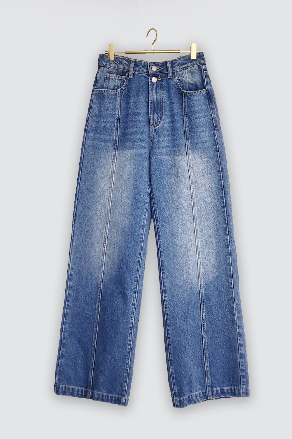 Seam Detail High Waist Wide Leg Jeans
