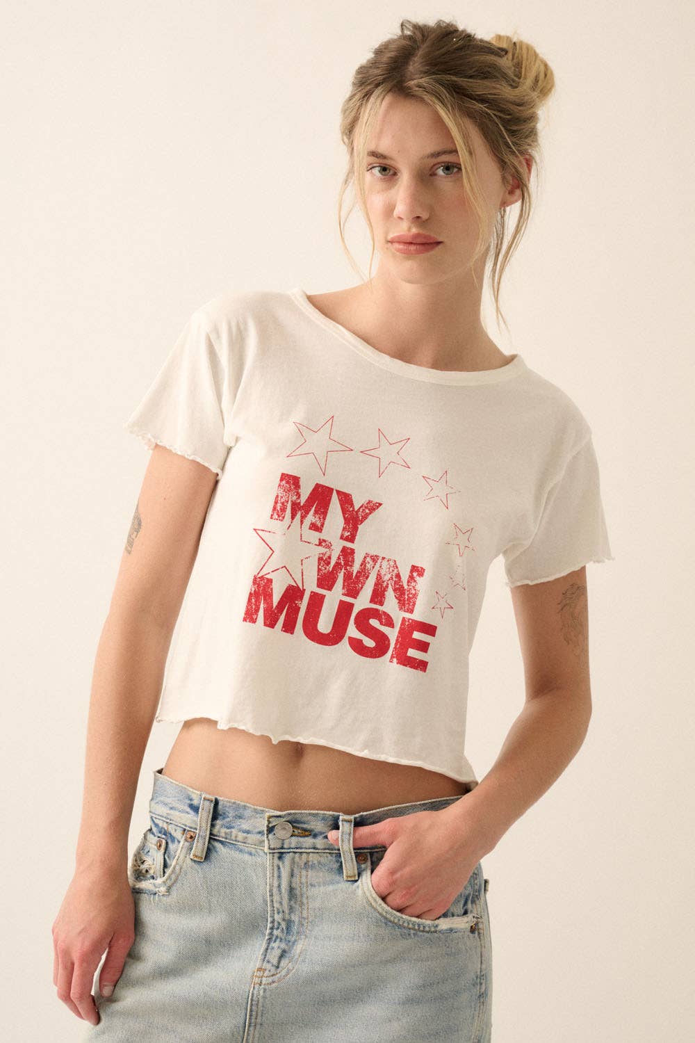 "My Own Muse" Vintage Wash Cropped Graphic Tee