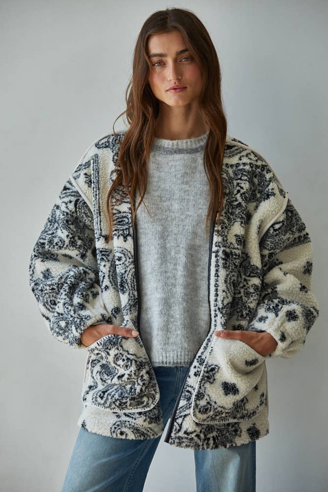 Sherpa Paisley Print Jacket
