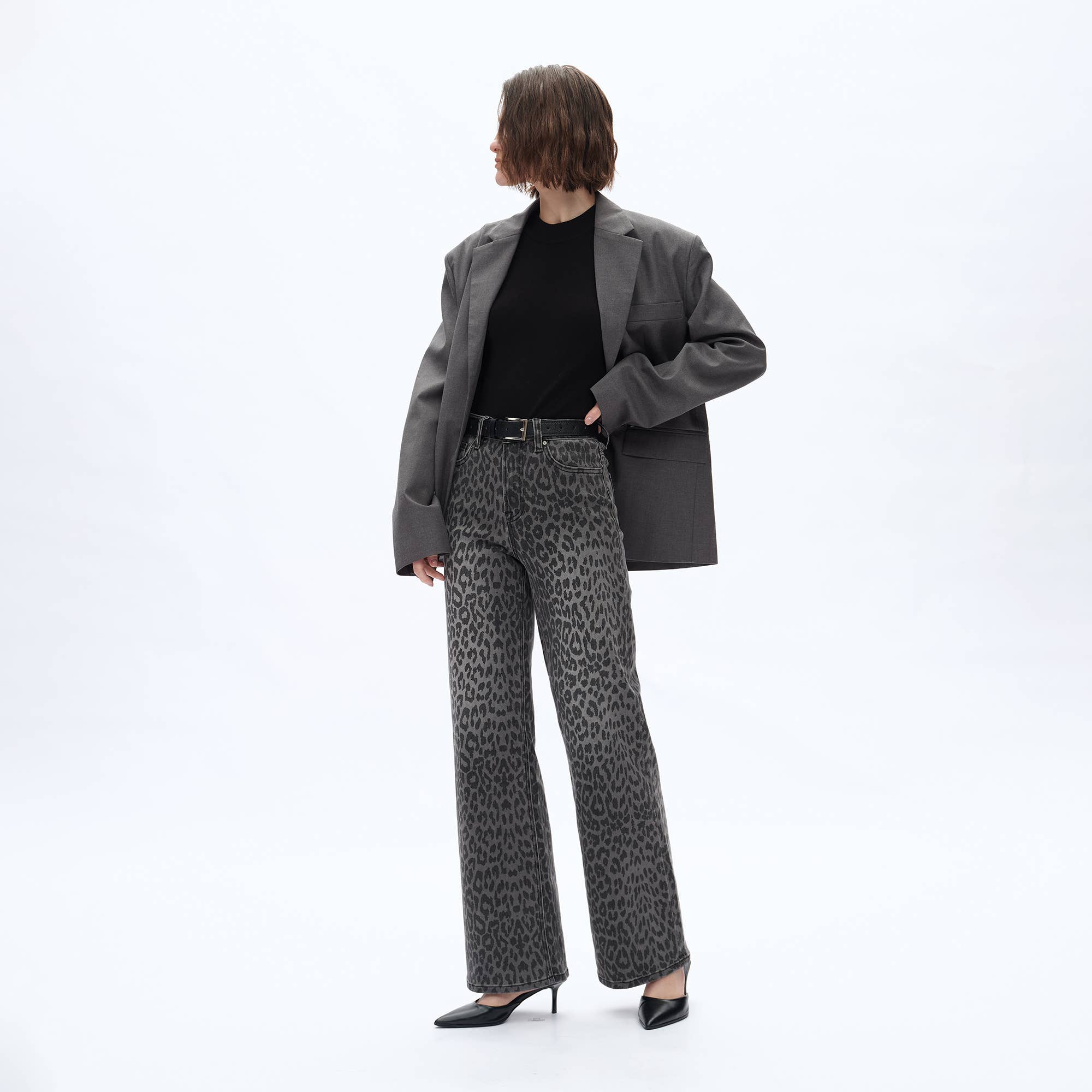 High Rise Leopard Print Wide Leg Pants
