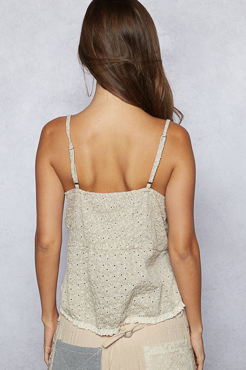 Thin Strap Embroidered Tank Top