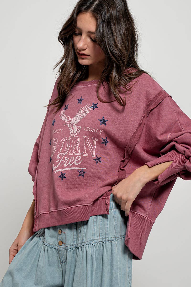 "Born Free" Graphic Oversized Crewneck