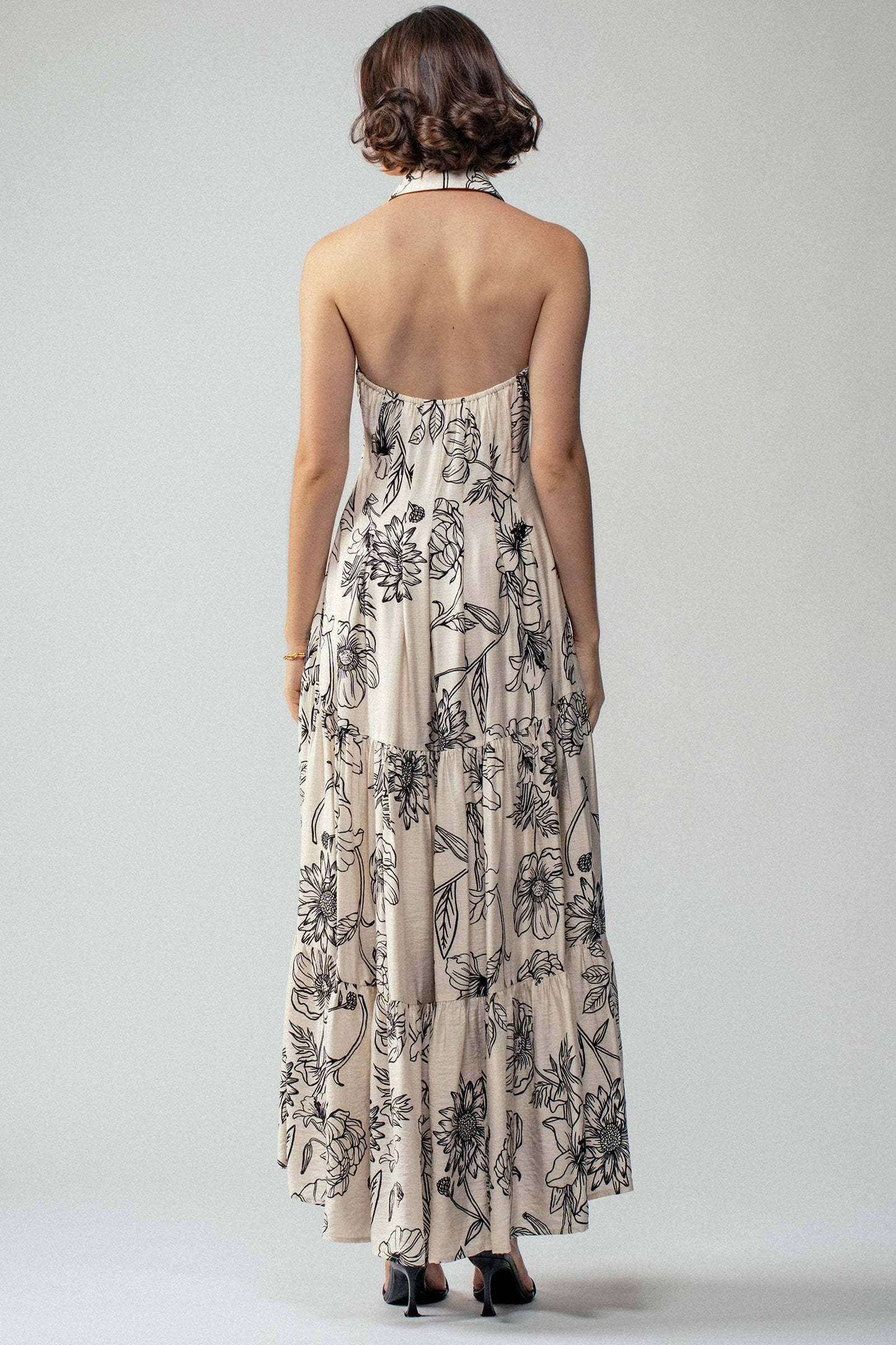 Halter Tiered Floral Maxi Dress