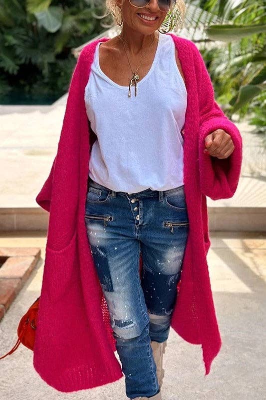 "Love & Peace" Exposed Seam Knit Cardigan