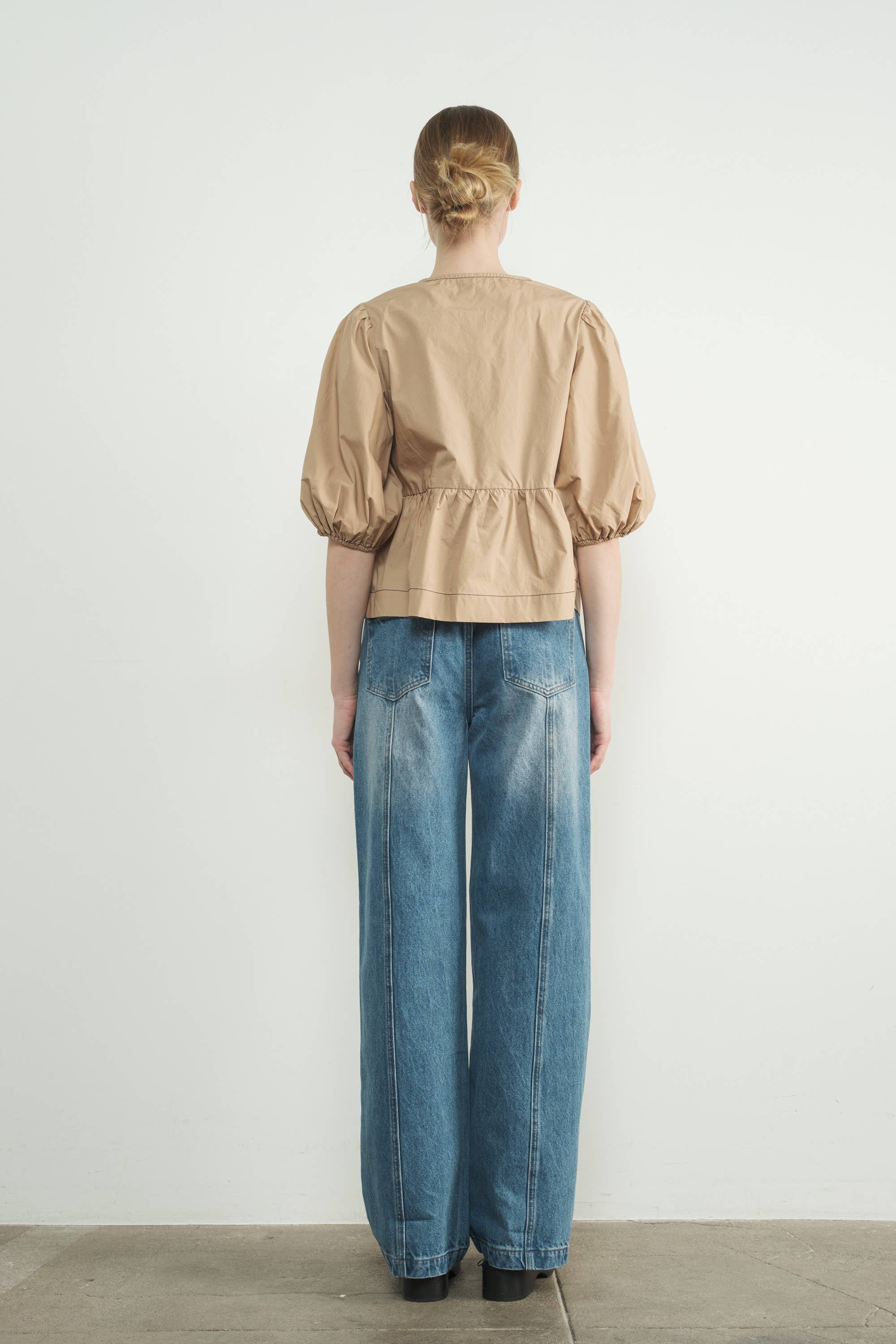 Seam Detail High Waist Wide Leg Jeans