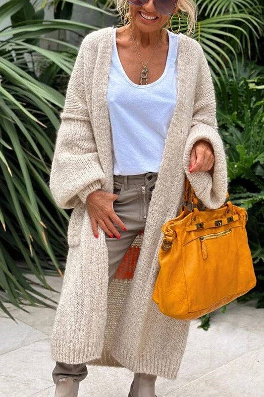 "Love & Peace" Exposed Seam Knit Cardigan