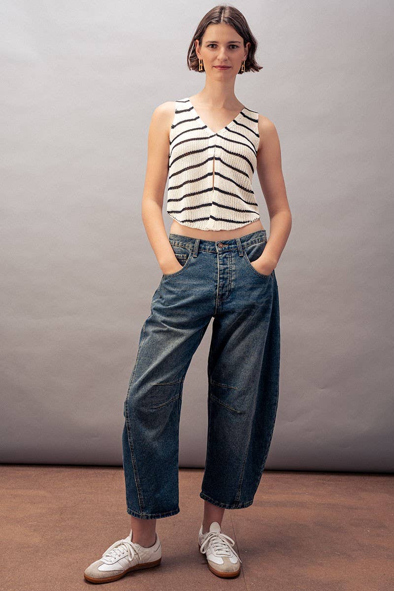 Light Dirty Wash Barrel Leg Jeans