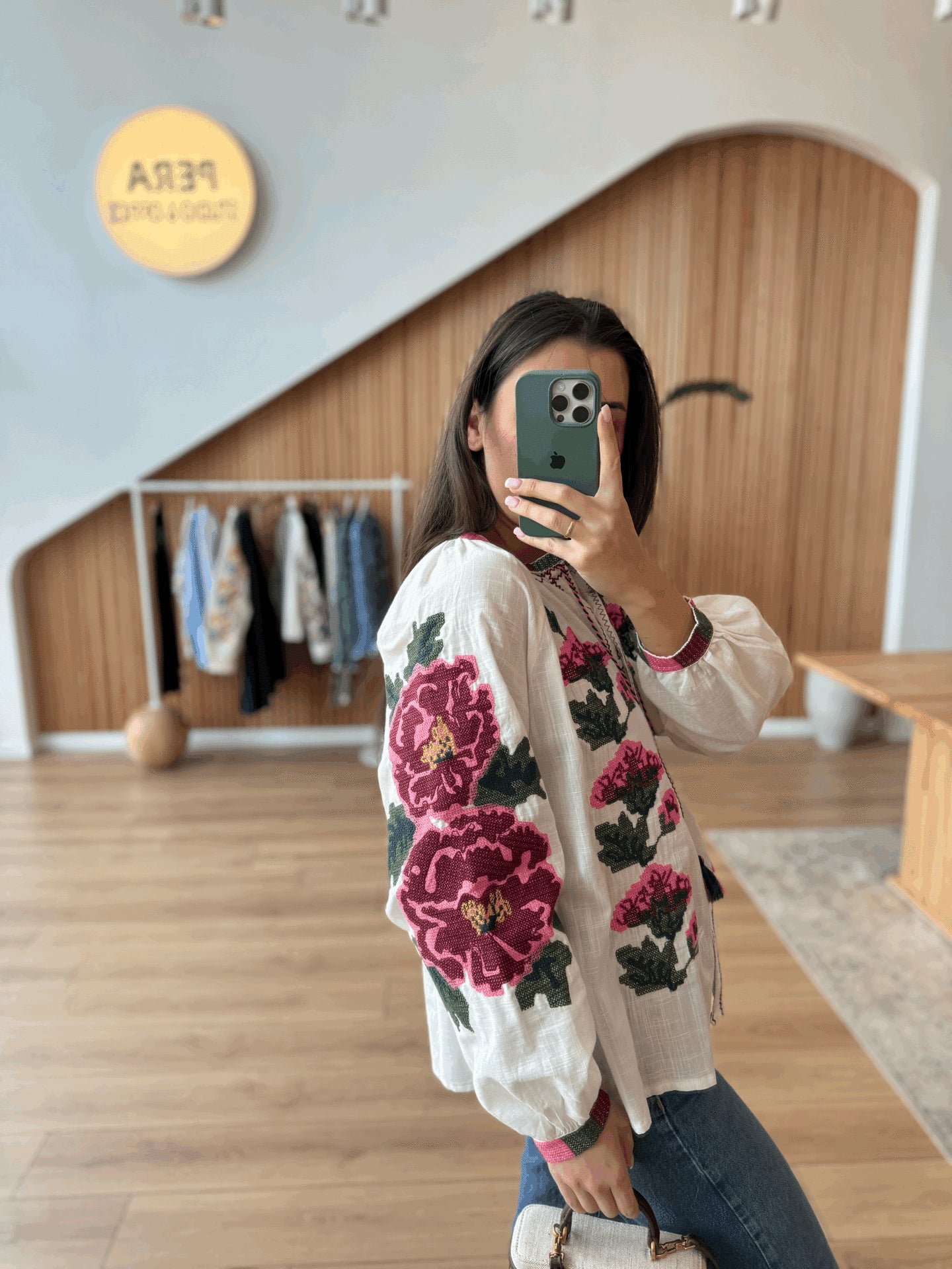Rose Patterned Bohemian Blouse