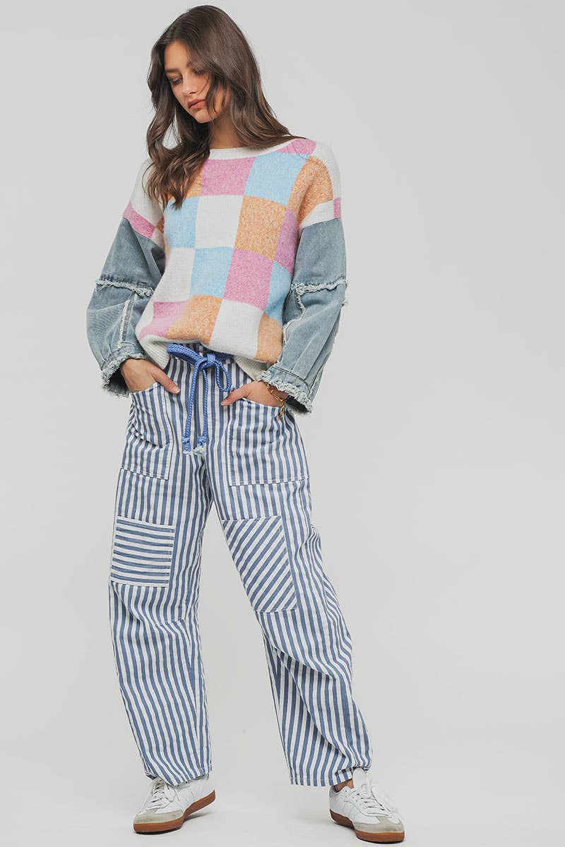 Railroad Striped Patch Pocket Spring Utility Pants