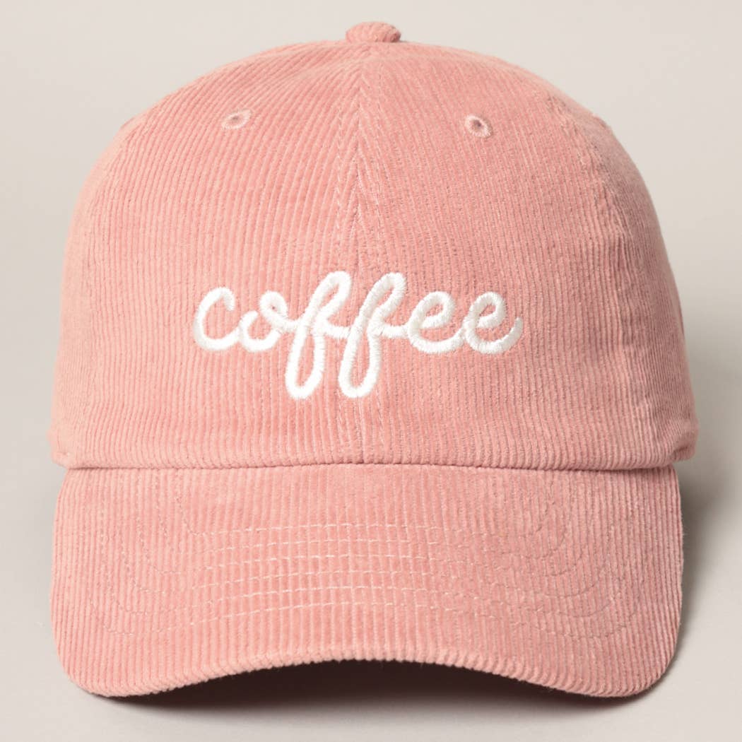 'COFFEE' Embroidered Corduroy Hat