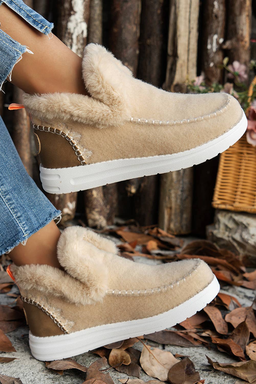 Suede Plush Lined Anklet Boots