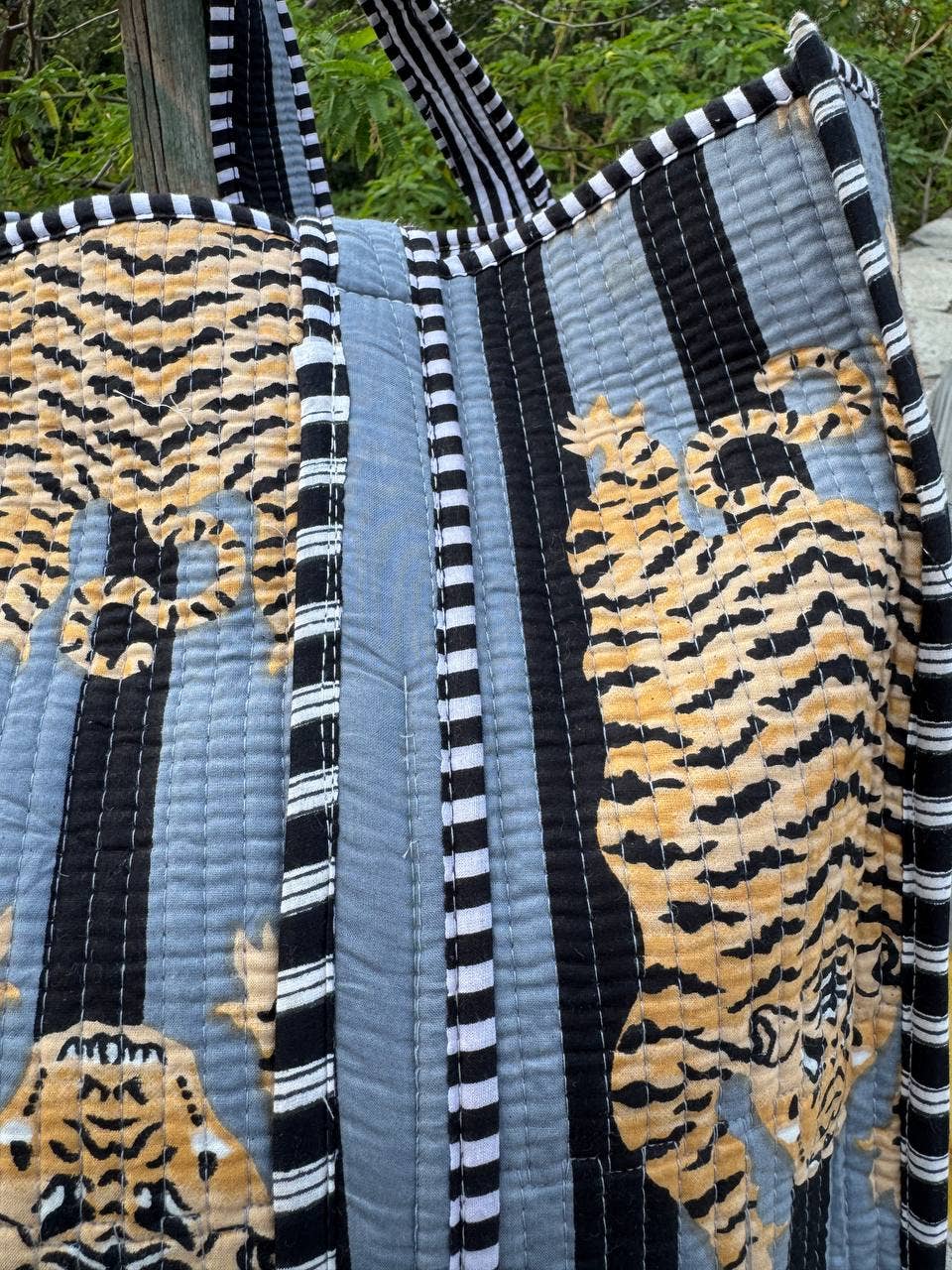 Tiger Printed Cotton Bag Shopping Bag Quilted Bag Travel Bag