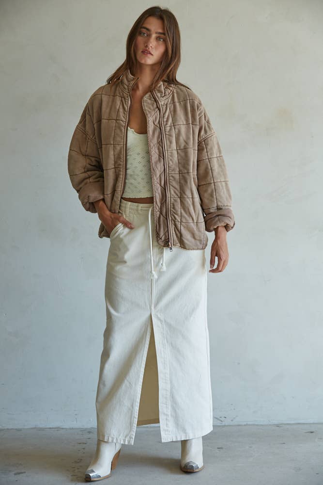 Quilted Knit Mineral Washed Jacket