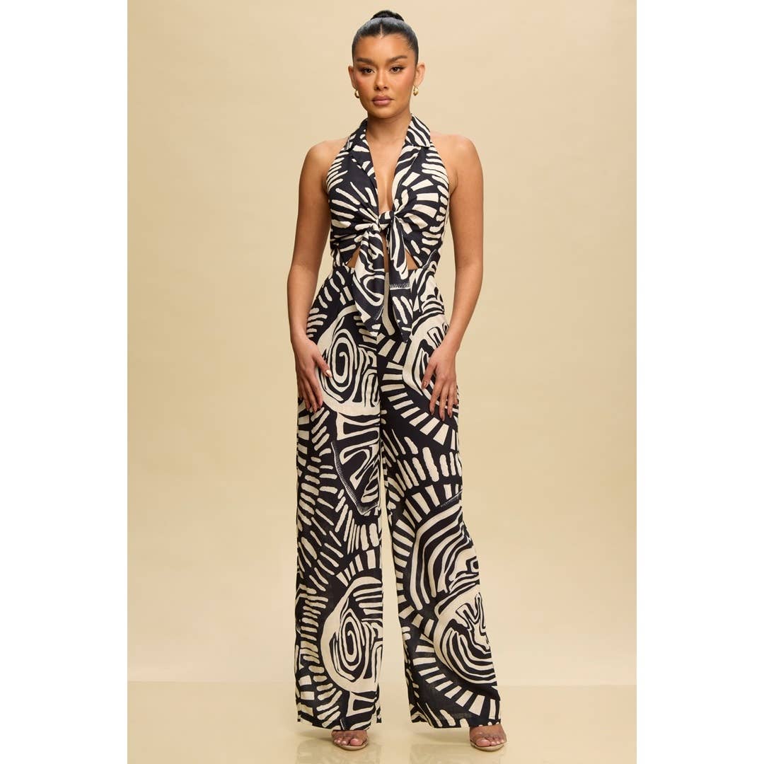 Tribal Tie Front Jumpsuit