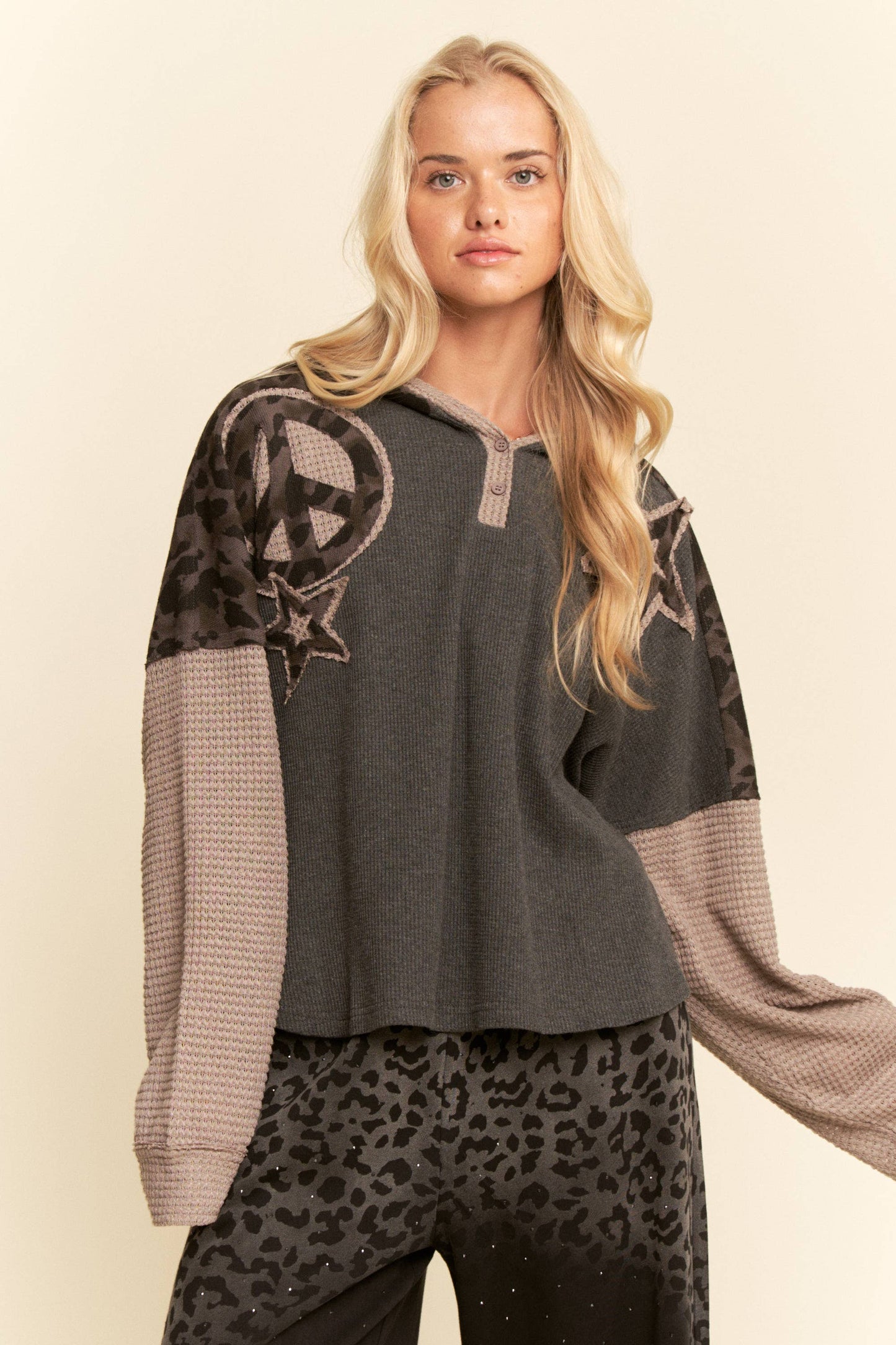 Star & Peace Patchwork Hoodie
