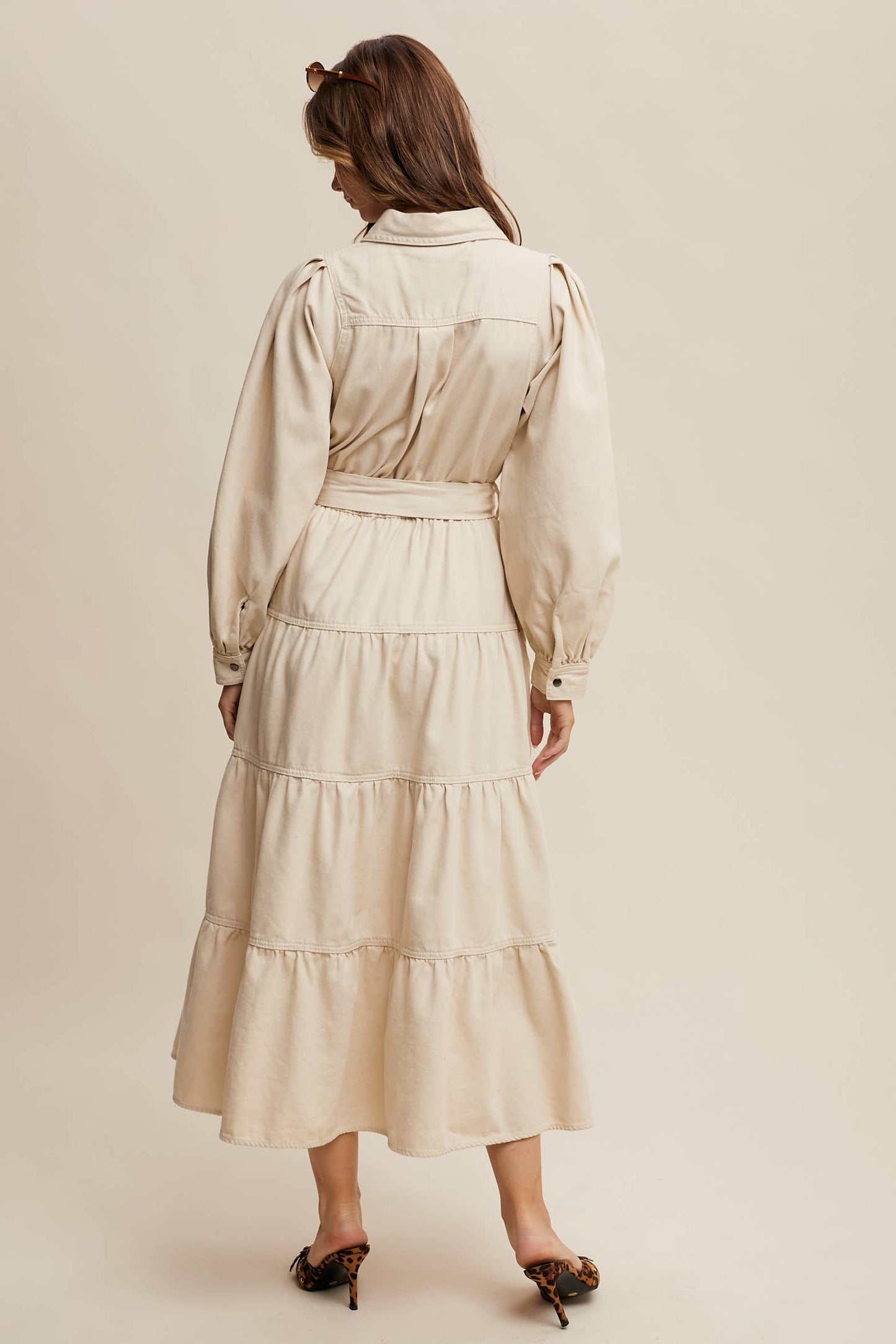 Utility Tiered Denim Midi Dress LD1509