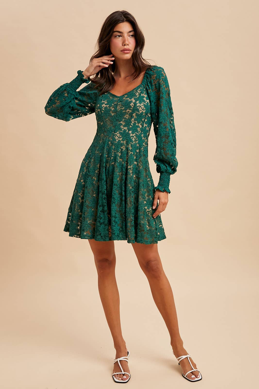 Emerald Lace Mini Dress
