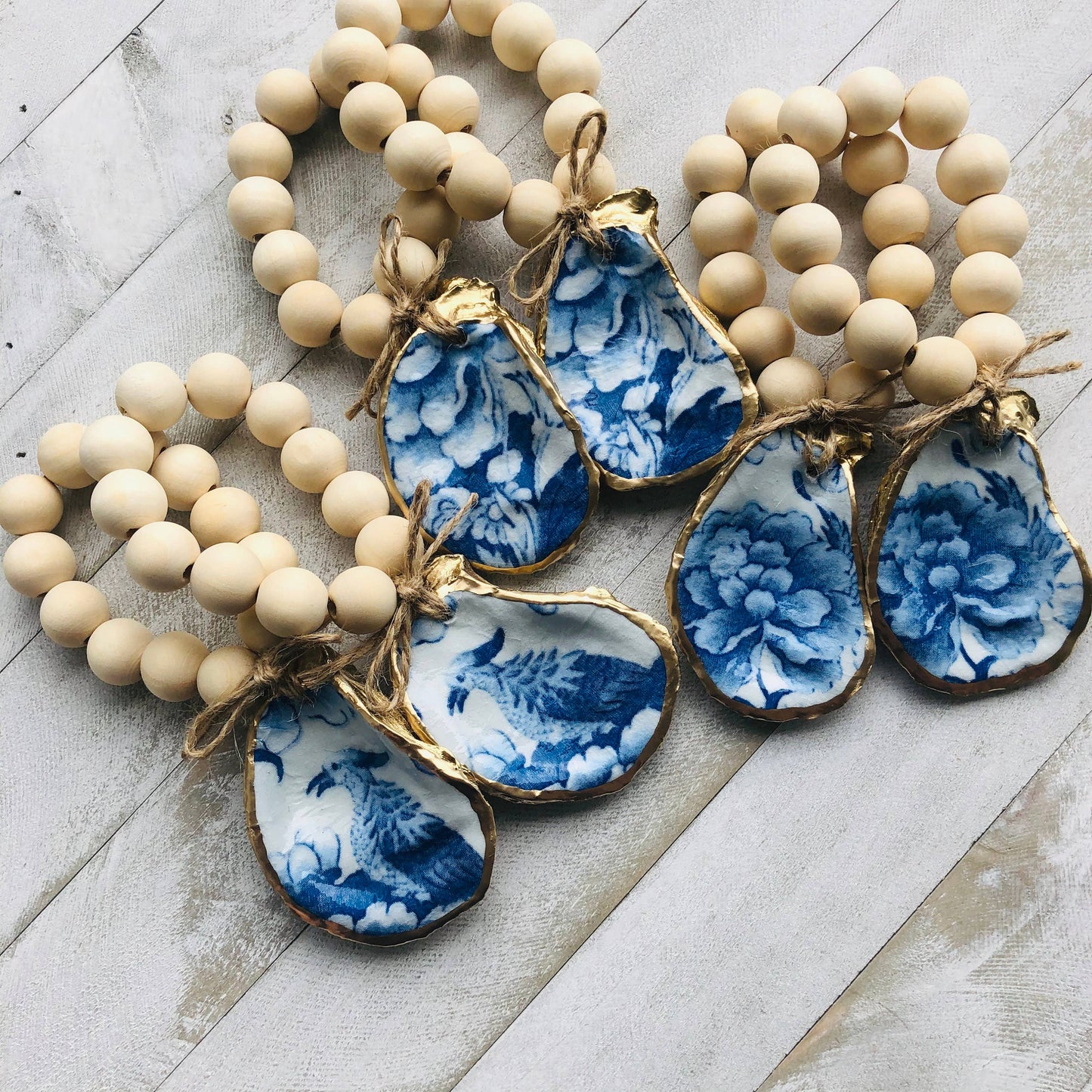 Oyster Shell Napkin Rings | Blue And White Chinoiserie